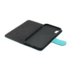 Knižkové puzdro na telefón z brúsenej kože tyrkysové iPhone 11 Pro Max