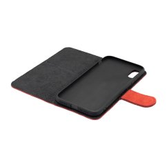Knižkové puzdro na telefón z brúsenej kože červené iPhone 14 Plus