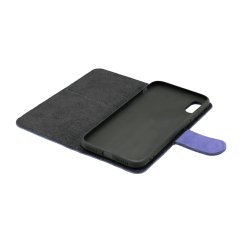 Knižkové puzdro na telefón z brúsenej kože fialové iPhone 11