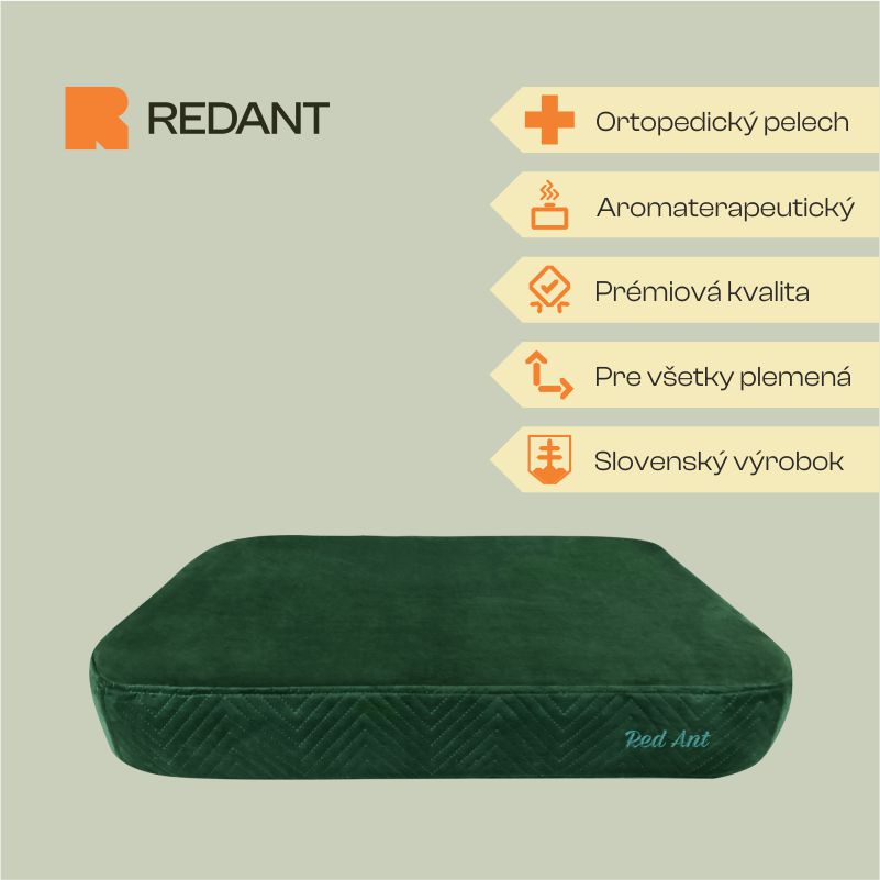 REDANT ortopedický pelíšek pro psa s paměťovou pěnou ORTHOPEDIC VELVET zelený - Velikost: XL, Druh matrace: S pamäťovou penou