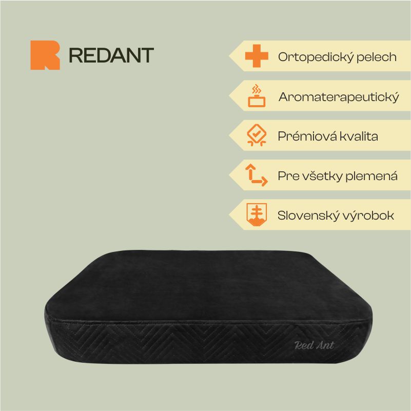 REDANT ortopedický pelíšek pro psa s paměťovou pěnou ORTHOPEDIC VELVET černý - Velikost: M, Druh matrace: S pamäťovou penou