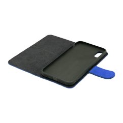 Knižkové puzdro na telefón z brúsenej kože modré iPhone 14 Plus