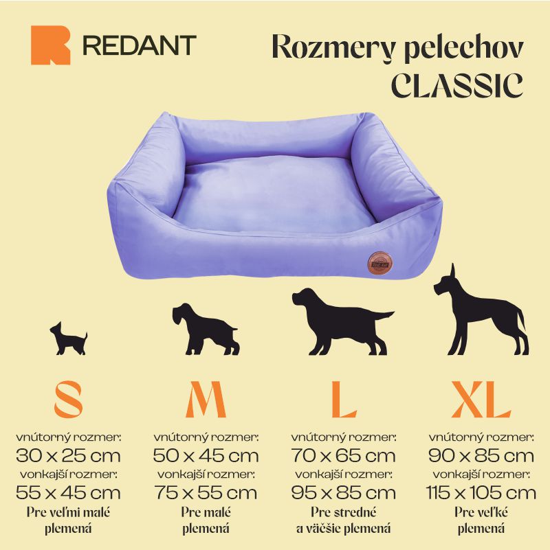 REDANT waterproof dog bed CLASSIC fialový - Size: M