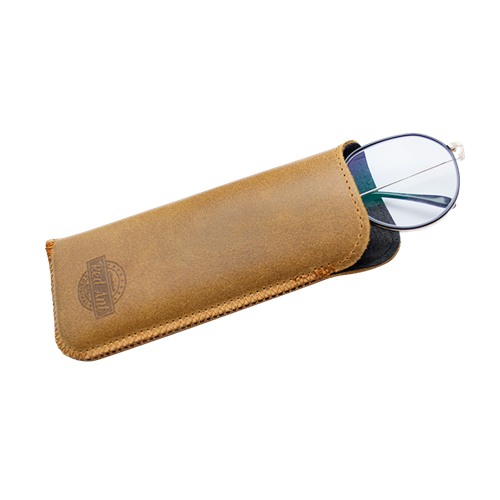 Vsuvkové puzdro na okuliare z brúsenej kože NATIVE horčicové
