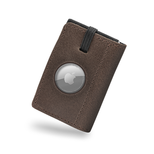 REDANT mini wallet for AirTag in waxed leather NATIVE brown
