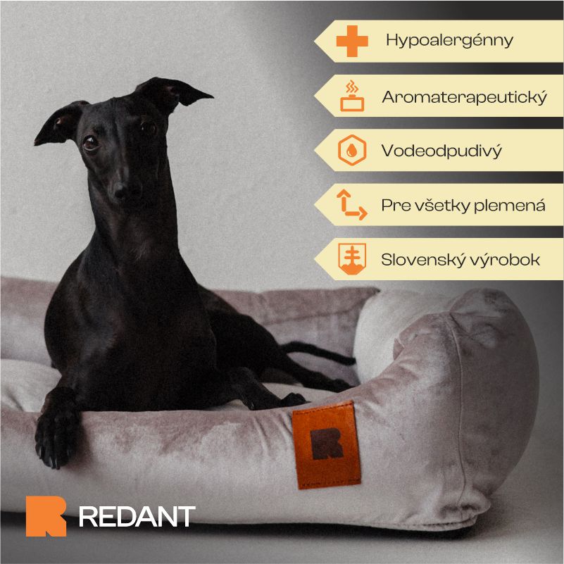 REDANT zamatový dog bed VELVET sivý - Size: M