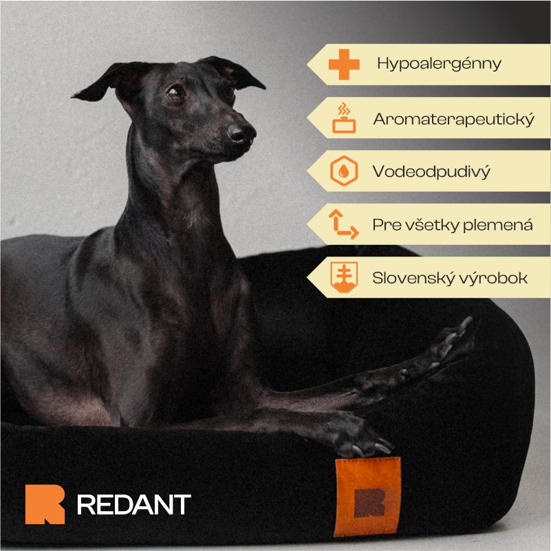 REDANT zamatový dog bed VELVET čierny - Size: S