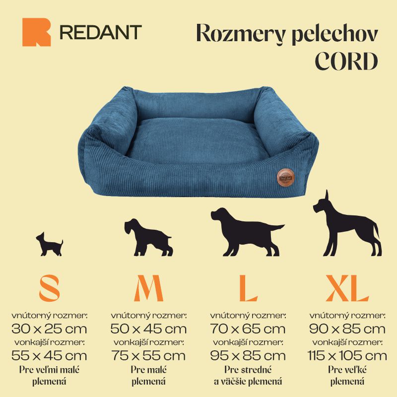 REDANT replacement cover for bed CORD petrol - Size: M