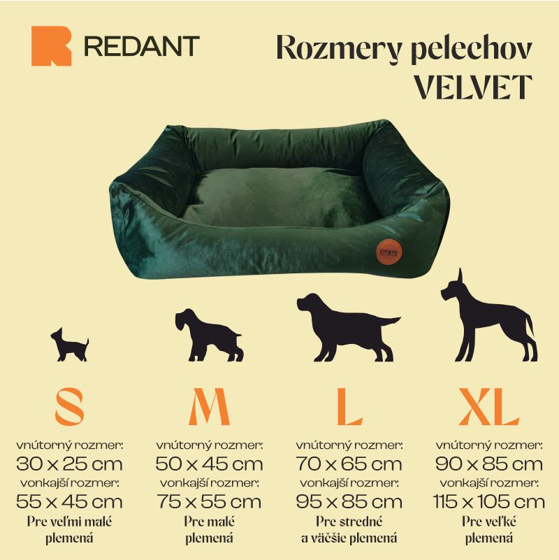 REDANT zamatový pelíšek pro psa VELVET zelený - Velikost: L