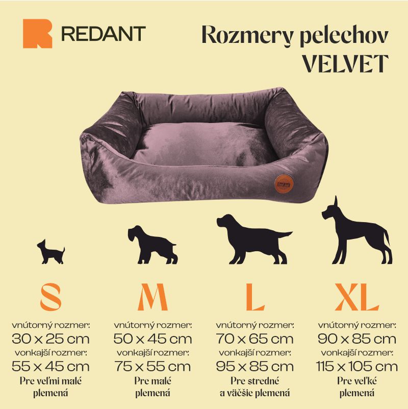 REDANT zamatový dog bed VELVET fialový - Size: S