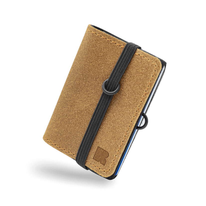 REDANT mini wallet for AirTag in waxed leather NATIVE mustard